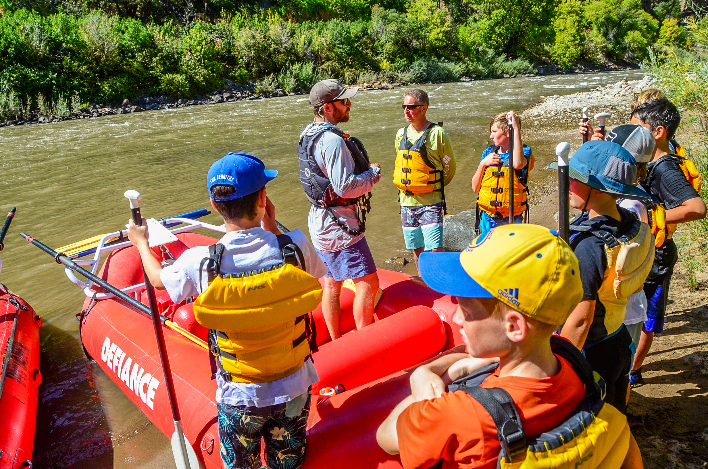 a scouting group preparing to float the colorado river