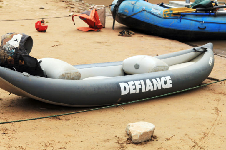 Defiance Rafting inflatable kayak on beach